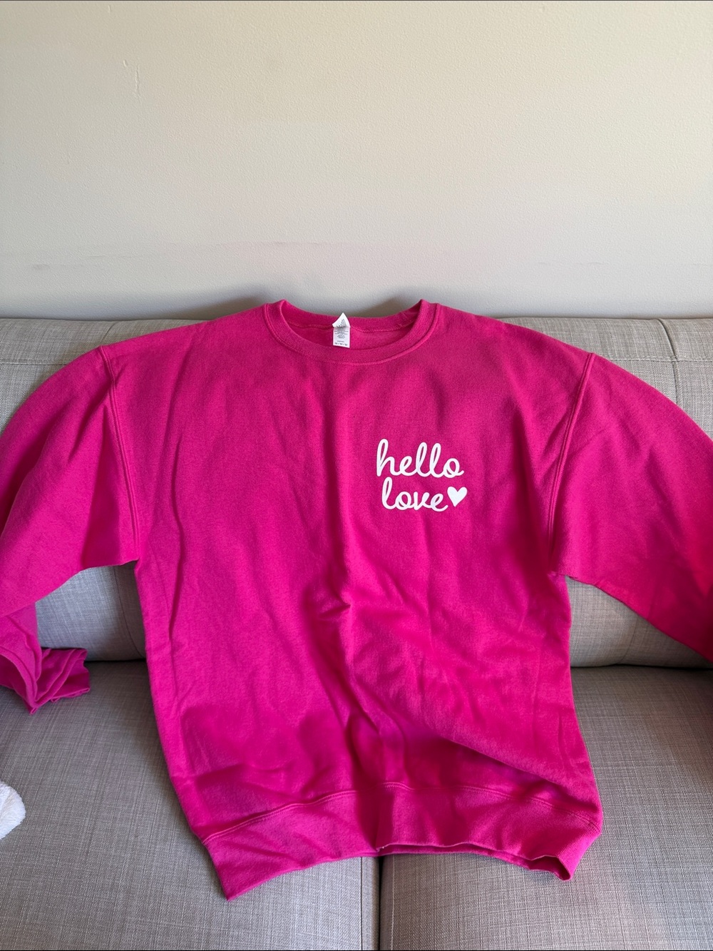 Jerzees Hot Pink "hello love" Sweatshirt